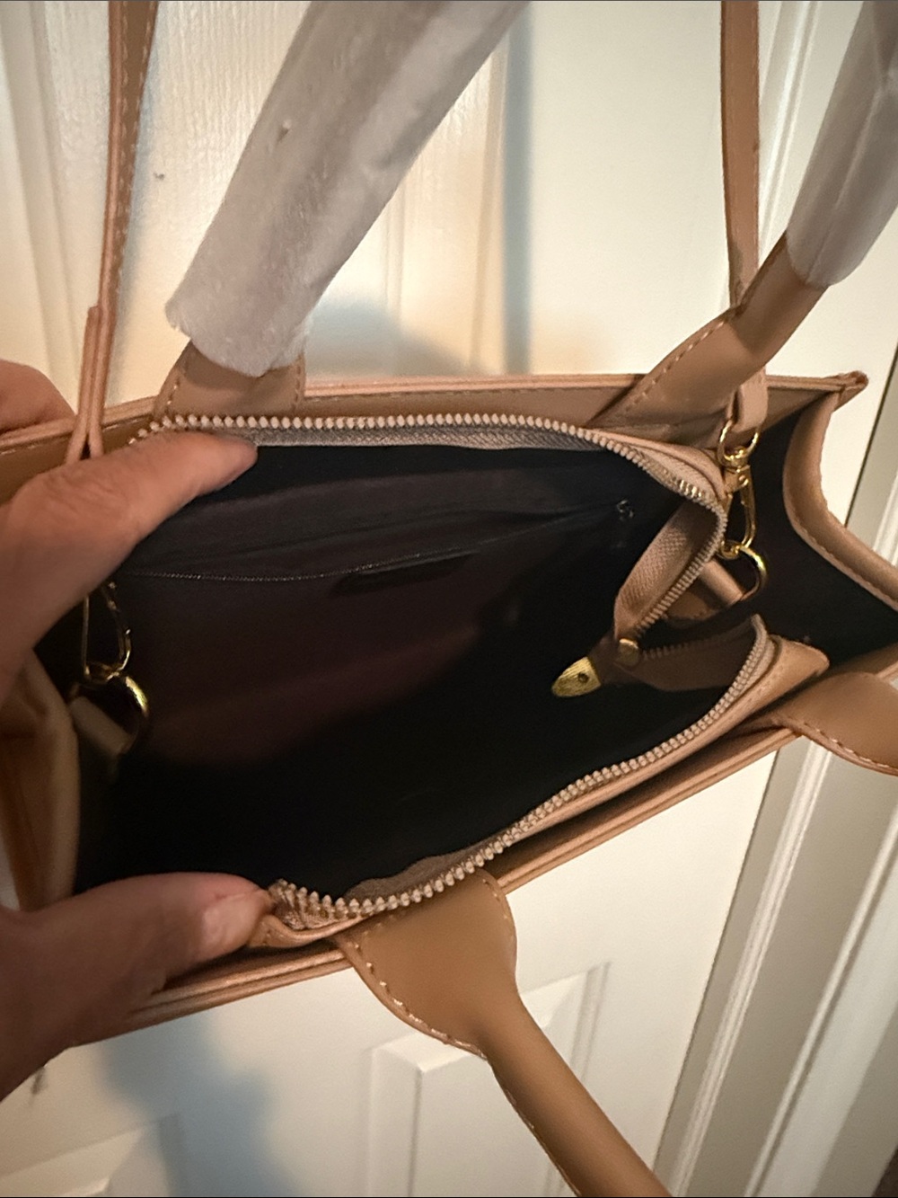 Fashion Tan Embossed The Tote Bag - Top Handle Crossbody - Picture 3 of 5